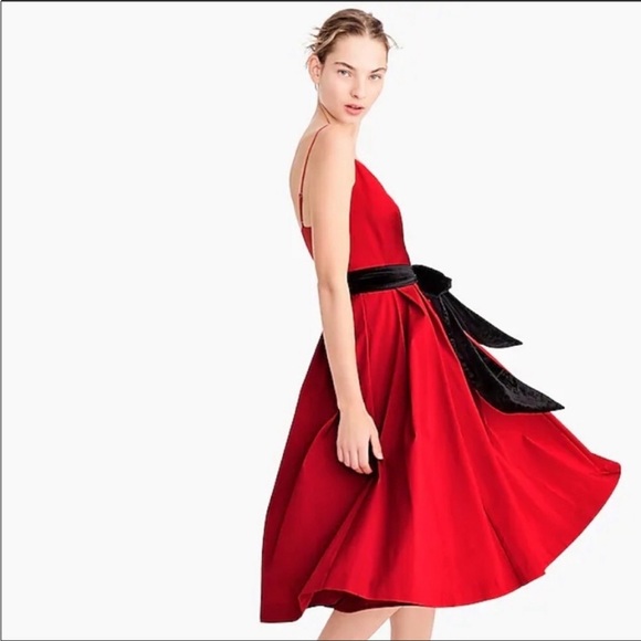 J. Crew Red Spaghetti Strap Dress (missing black Velvet Sash) NEW - Picture 2 of 14